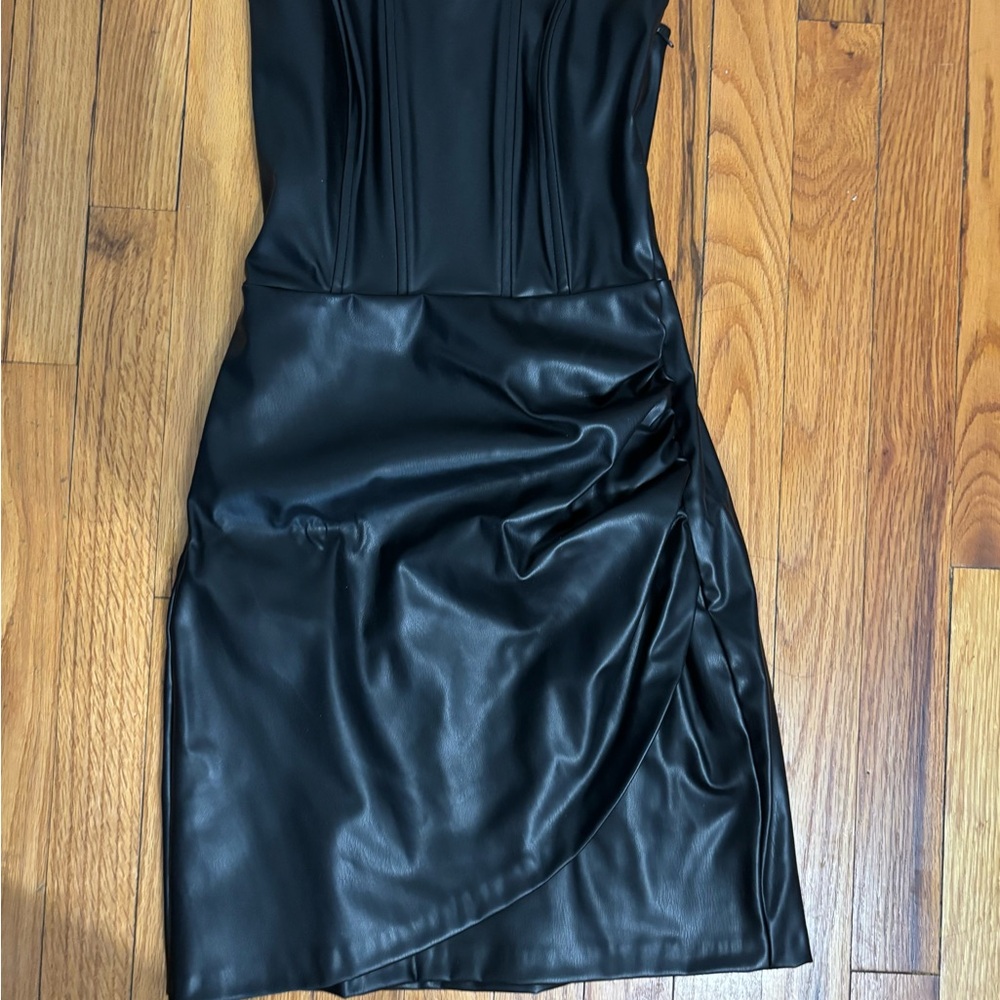 Elegant Black Leather Dress